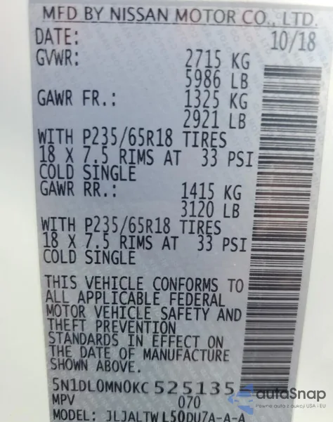 2019 Infiniti Qx60 Luxe from USA, damaged, VIN 5N1DL0MN0KC525135